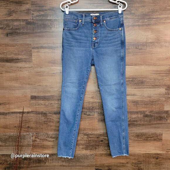 Madewell Jeans Sz 28 Button Fly Skinny 10" High Rise Mackey Wash AF687 Stretch - Picture 1 of 13